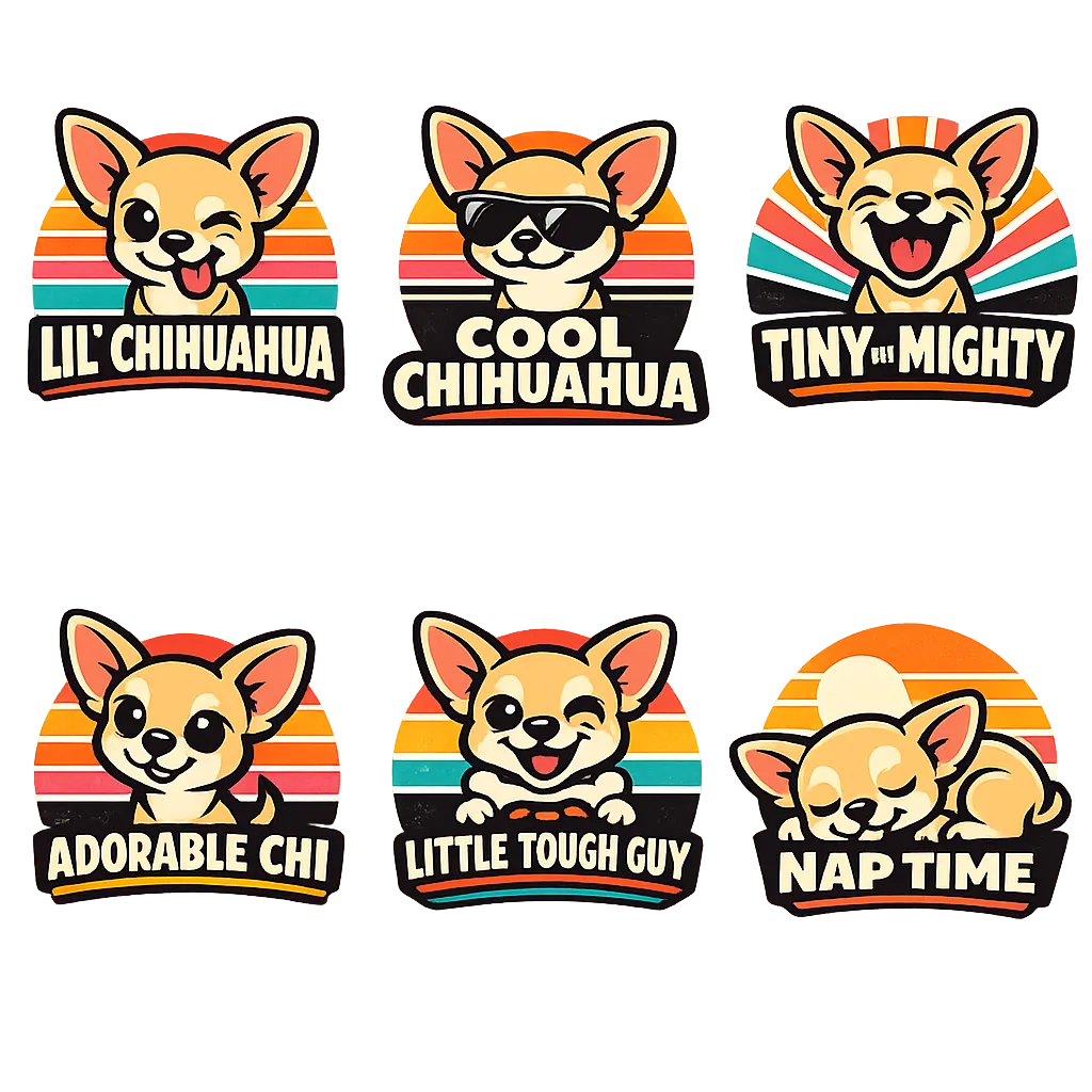 Cute Chihuahua dog, cartoon style, vector art, PNG, no background, 4500x5400 px, print ready