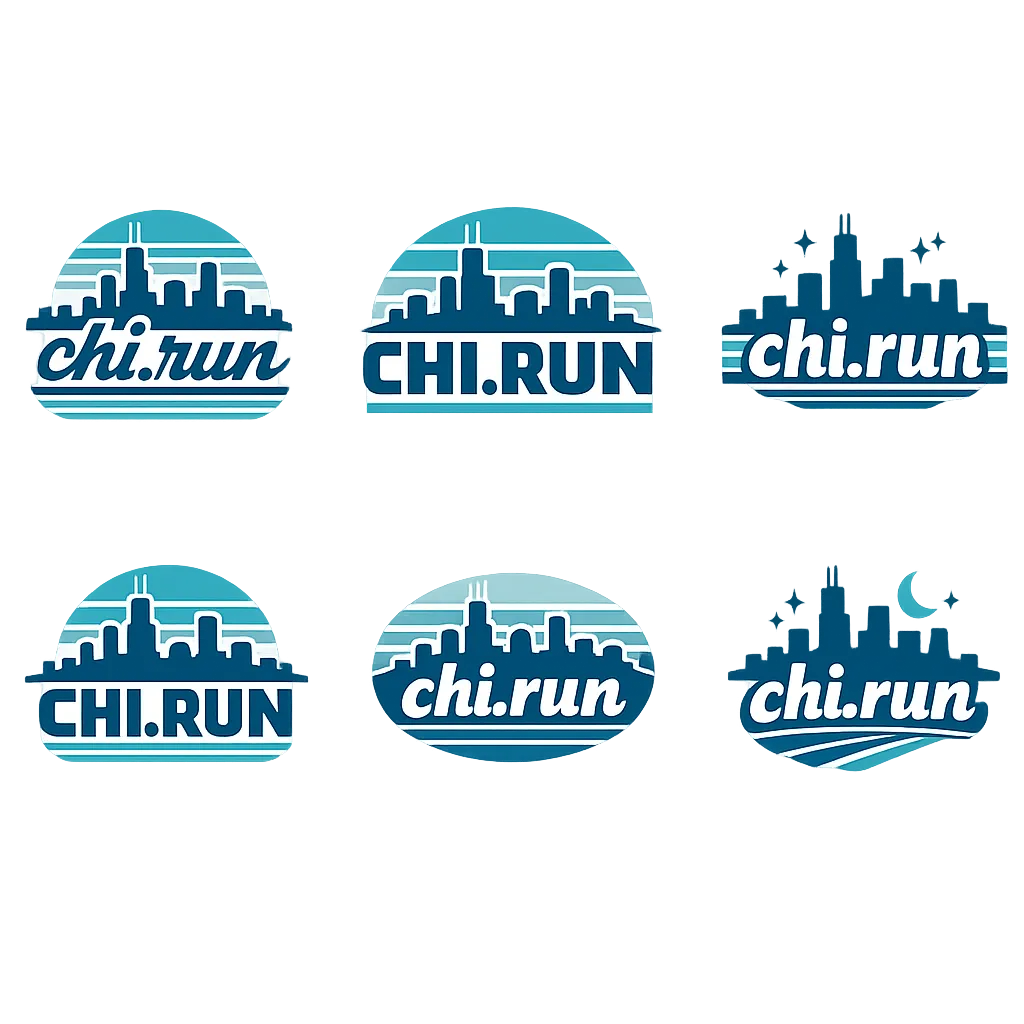 t-shirt logo for a chicago themed running website called "chi.run". The design should feature the wo