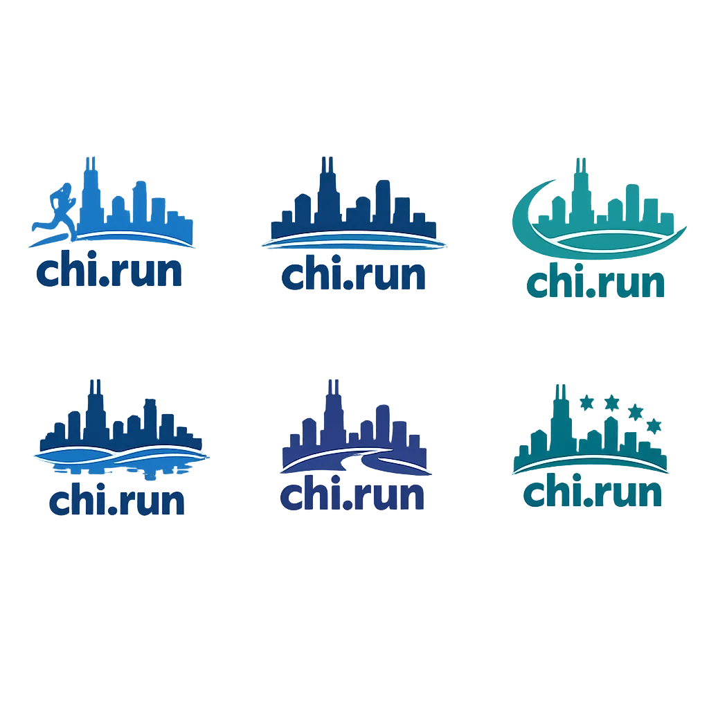 t-shirt logo for a chicago themed running website called "chi.run". The design should feature the wo