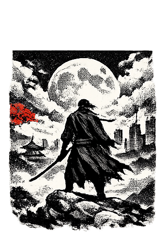 a-lone-samurai-viewed-from