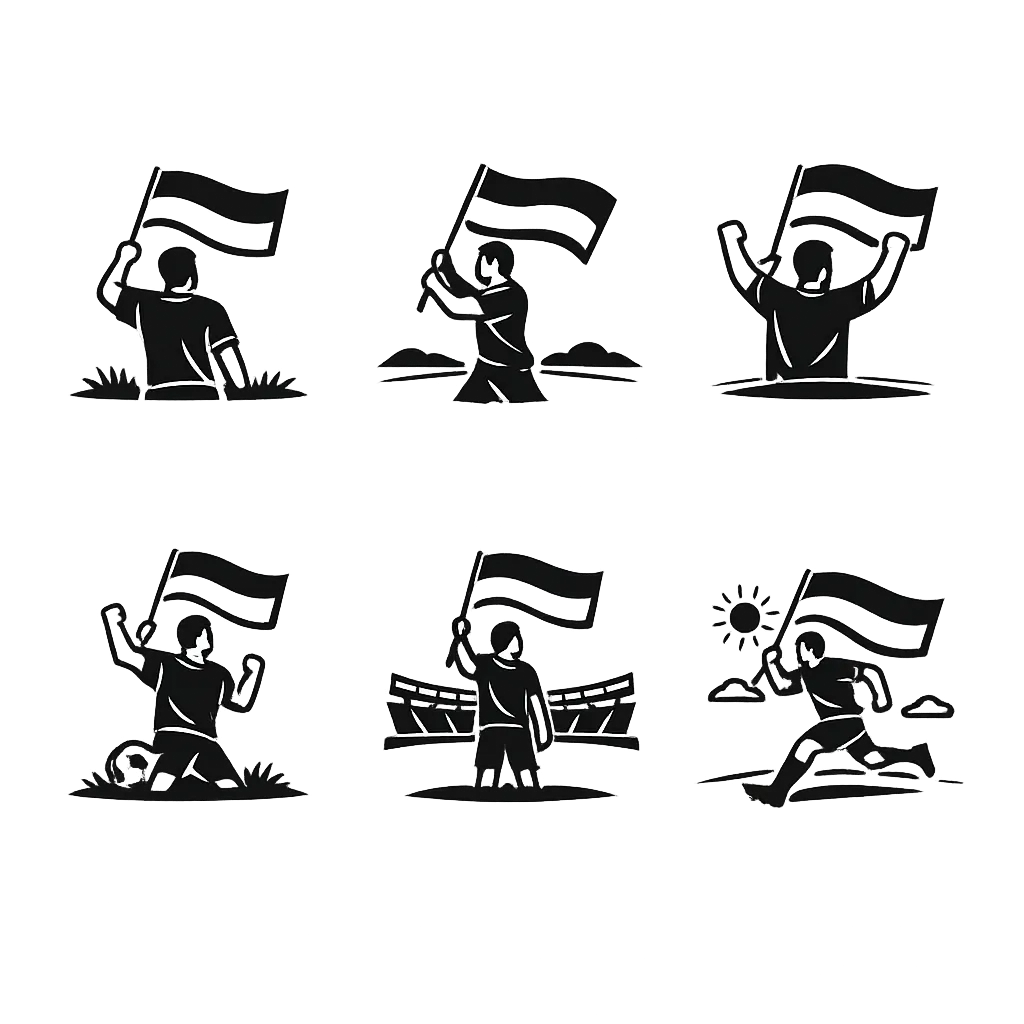 A serbian guy waves a serbian flag on the field