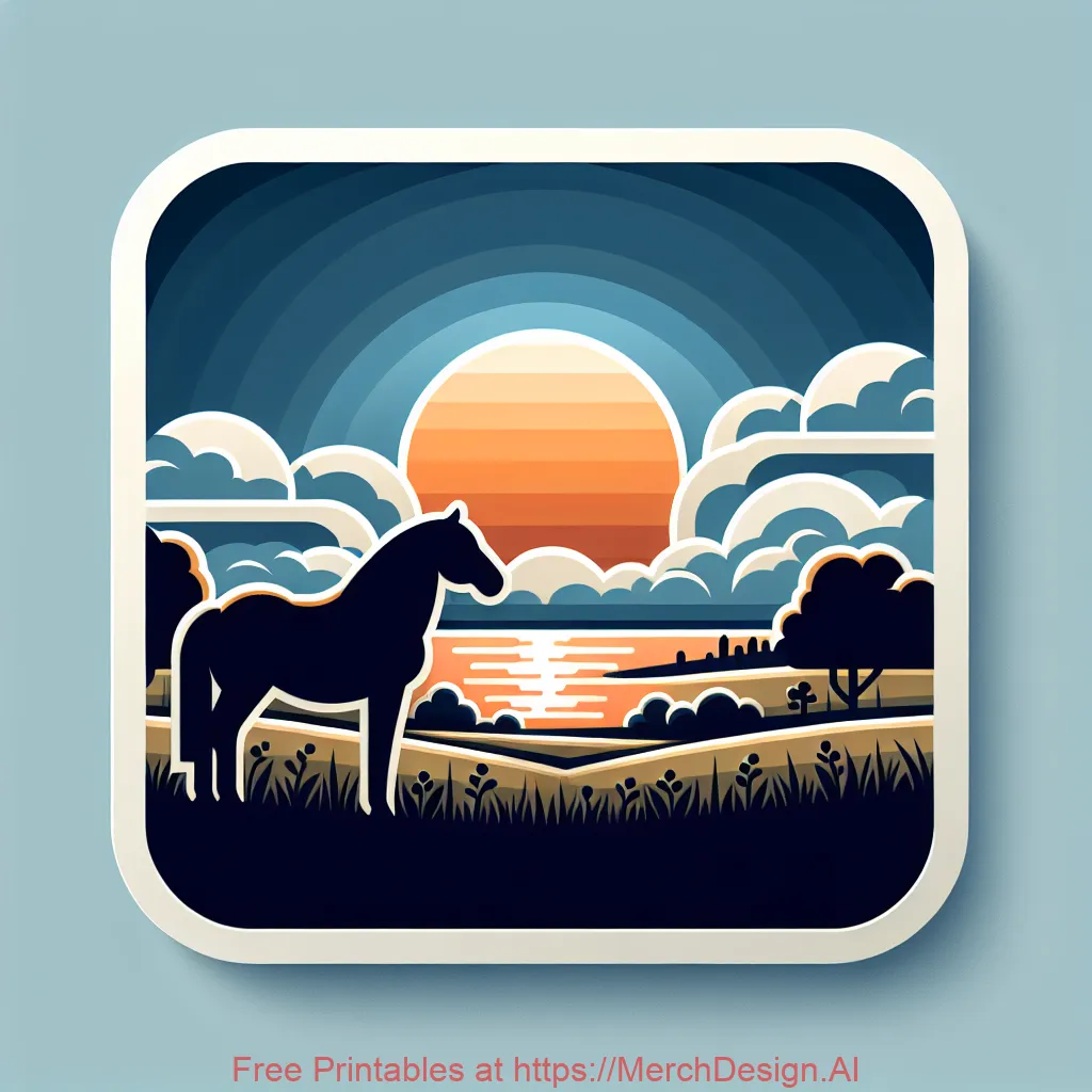 country sunset horse realistic 