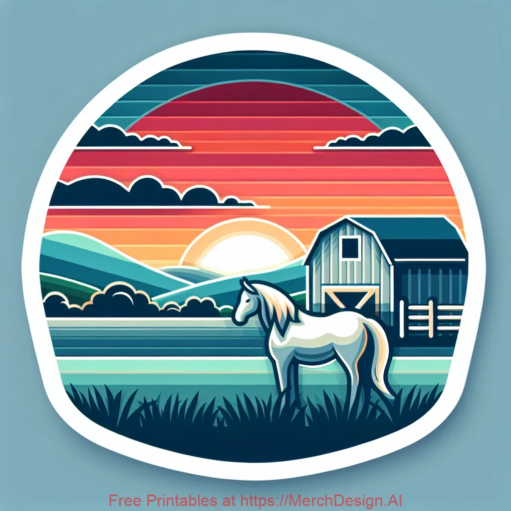 country sunset horse realistic  barn 